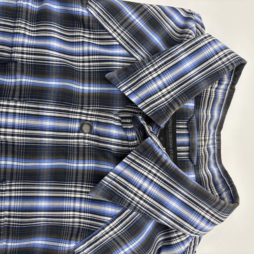 EXPRESS Long Sleeve Shirt‎ Men's Pearl Button Down Blue Size Medium 15-15 1/2 - Picture 9 of 10